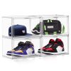 4Pack Sneaker Storage for Sneakerheads Display Case Shoe Storage Boxes with Magnetic Door Handbag Storage Shoe Organizer, Size 14