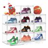 10Pack Acrylic Shoe Display Case 360lear Plastic Shoe Box Stackable Sneaker Storage Box with Magnetic Door Shoe Boots and Hat Organizer Size 15