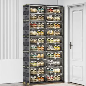 10 Tiers 40 Pairs Hard Plastic Shoe Storage Organizer Cabinet for Entryway, Large Stackable Collapsible Sneaker Shoe Box Organizer for Closet
