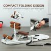 Soozier Foldable Sissy Squat Machine, Hip Thrust Machine with Push Up Stand, Multipurpose Glute Workout Equipment, White