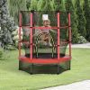 Outsunny 4.5FT Trampoline Jumping with Enclosure Net Springless Design and Safety Pad, Kids Trampoline for Ages 3 to 6