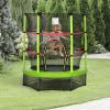 Outsunny 4.5FT Green Kids Trampoline with Safety Enclosure Net, Springless Design, for Ages 3 to 6