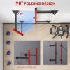 Soozier Folding Squat Rack with Pull Up Bar, Wall Mounted and Adjustable, 1000 Pounds Capacity Power Rack, Red