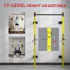 Soozier Folding Squat Rack with Pull Up Bar, Wall Mounted and Adjustable, 1000 Pounds Capacity Power Rack, Yellow