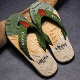 High Quality Hot Sale Men Flip Flops Summer Beach Flip Flops Men Fashion Breathable Casual Beach Men Slippers Summer Outdoor (Color: GreenShoe Size40)