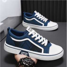 Summer fashion trend, versatile men's new breathable canvas shoes and casual sports shoes (Color: BlueSize41)