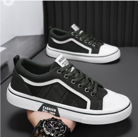 Summer fashion trend, versatile men's new breathable canvas shoes and casual sports shoes (Color: GreenSize44)
