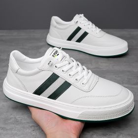 New men's trendy and fashionable casual white sneakers with soft soles, anti-slip and wear-resistant casual sneakers (Color: WhiteSize39)