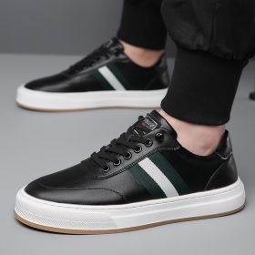 New men's trendy and fashionable casual white sneakers with soft soles, anti-slip and wear-resistant casual sneakers (Color: BlackSize38)