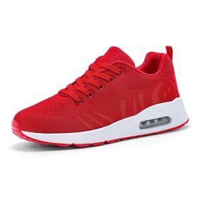 Large size new flying woven fashion casual sports women's shoes shaking shoes heightening shoes trend women's shoes (Color: RedSize38)