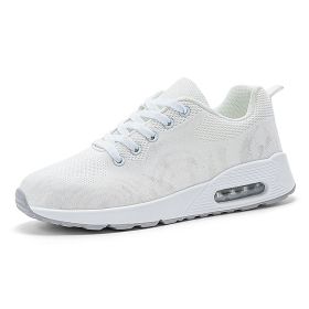 Large size new flying woven fashion casual sports women's shoes shaking shoes heightening shoes trend women's shoes (Color: WhiteSize39)