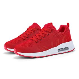 Large size new flying woven fashion casual sports women's shoes shaking shoes heightening shoes trend women's shoes (Color: RedSize40)