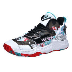 New Men's Basketball Shoes Trend Basketball Sneakers Men's Air Cushion Outdoor High Quality Sneakers (Color: white moonSize42)