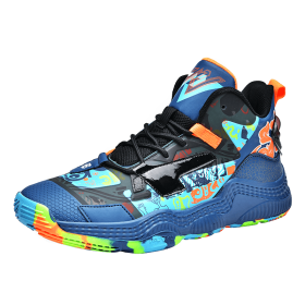 New Men's Basketball Shoes Trend Basketball Sneakers Men's Air Cushion Outdoor High Quality Sneakers (Color: BlueSize39)