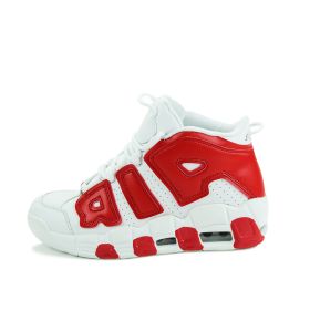 Men and women with the same fashion sneakers couple high top thick sole basketball shoes 36-45 (Color: White redSize45)