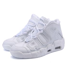 Men and women with the same fashion sneakers couple high top thick sole basketball shoes 36-45 (Color: WhiteSize37)