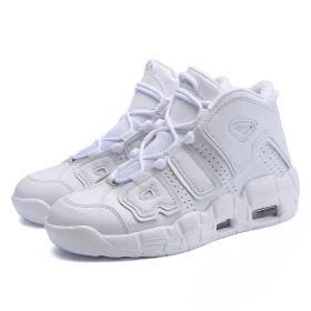 Men and women with the same fashion sneakers couple high top thick sole basketball shoes 36-45 (Color: WhiteSize40)