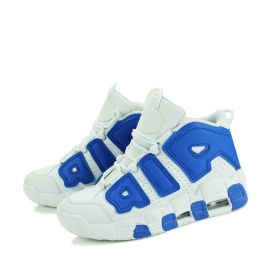 Men and women with the same fashion sneakers couple high top thick sole basketball shoes 36-45 (Color: White blueSize40)