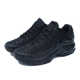 Men's shoes autumn new shock-absorbing air cushion running shoes outdoor mesh sneakers men's casual running shoes large size fashion shoes (Color: BlackSize47)