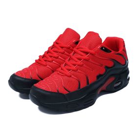Men's shoes autumn new shock-absorbing air cushion running shoes outdoor mesh sneakers men's casual running shoes large size fashion shoes (Color: RedSize42)