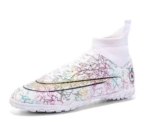 Mens Soccer Shoes Non-Slip Football Boots Cleats Grass Soccer Sneakers Yj068 (Color: White, size: 36)