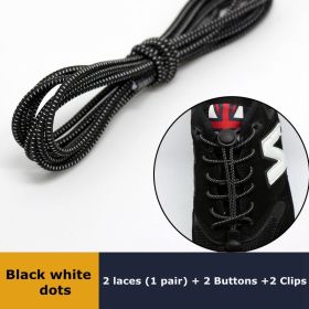 1Pair 23 colors Sneaker ShoeLaces Elastic No Tie Shoe Laces Stretching Lock Lazy laces Quick Rubber Shoelace Shoestrings (Color: Black white point, Length: 100cm)