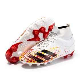 New high top football shoes men's and women's TF broken nails middle school students AG long nails sports training game football shoes (Color: White (spike), size: 38)