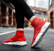 New high top breathable foot pedal men's and women's same couple shoes high bounce flying woven casual shoes