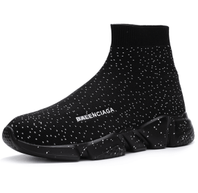 New high top breathable foot pedal men's and women's same couple shoes high bounce flying woven casual shoes (Color: babysbreathSize37)