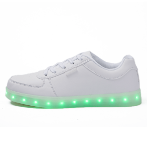 Men's and women's new leisure led luminous shoes seven colored lights low help trend everything casual board shoes (Color: WhiteSize38)