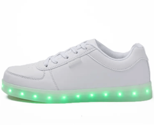 Men's and women's new leisure led luminous shoes seven colored lights low help trend everything casual board shoes (Color: WhiteSize40)