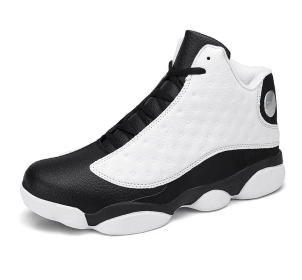 JJ tiger Couples 4 color Plus size High top basketball shoes (36-47 optional) (Color: White blackSize45)