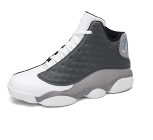 JJ tiger Couples 4 color Plus size High top basketball shoes (36-47 optional) (Color: Gray whiteSize45)