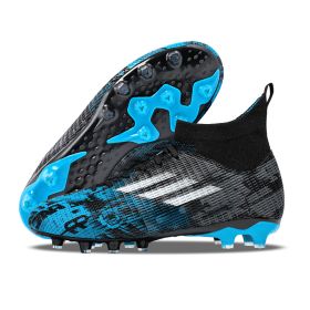 New high top Mandarin duck two-color long spike broken spike football sneakers (Color: Blue/spikeSize39)