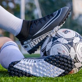 Large size youth adult football shoes long spikes short spikes sports football shoes (Color: Black nailSize38)