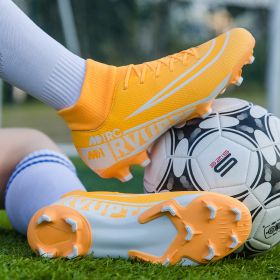Large size youth adult football shoes long spikes short spikes sports football shoes (Color: Orange spikeSize45)