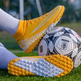Large size youth adult football shoes long spikes short spikes sports football shoes (Color: Orange nailsSize44)