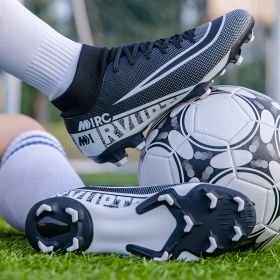 Large size youth adult football shoes long spikes short spikes sports football shoes (Color: Black spikeSize42)