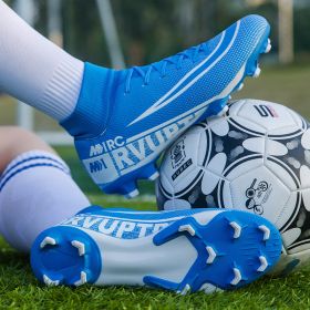 Large size youth adult football shoes long spikes short spikes sports football shoes (Color: Blue spikeSize42)