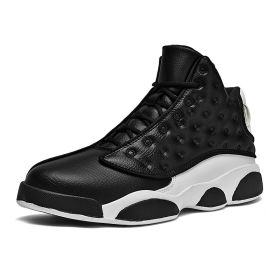 JJ tiger Big size men's basketball shoes Rubber soles ring men's shoes (35-47 Optional) (Color: BlackSize45)