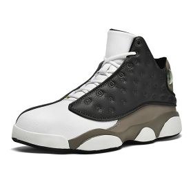JJ tiger Big size men's basketball shoes Rubber soles ring men's shoes (35-47 Optional) (Color: GraySize39)