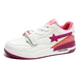 Fashion new men's and women's casual sports shoes comfortable breathable board shoes men's casual shoes (Color: White pinkSize39)