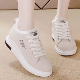 Women's winter plus fur Gump shoes casual sports fashion shoes fashion women's shoes (Color: BeigeSize35)
