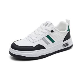 Spring and autumn new trend board shoes low-top casual men's shoes fashion men's fashion shoes (Color: White blackSize39)