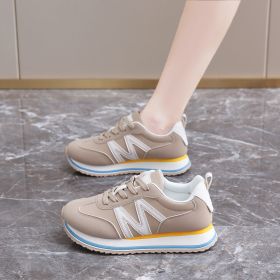 Autumn new women's sports shoes Forrest Gump shoes fashion trend all women casual sports shoes running shoes (Color: KhakiSize35)