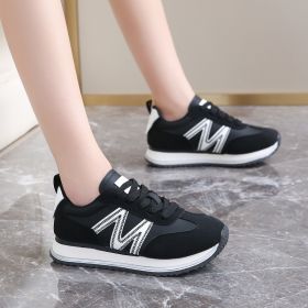 Autumn new women's sports shoes Forrest Gump shoes fashion trend all women casual sports shoes running shoes (Color: BlackSize35)