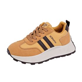Women's shoes four seasons pop daddy shoes all casual sports shoes fashion women's shoes (Color: YellowSize35)