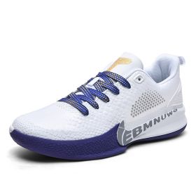 New comfortable breathable sports shoes men's anti-slip wear sports shoes youth professional combat basketball sports shoes (Color: White colourSize38)