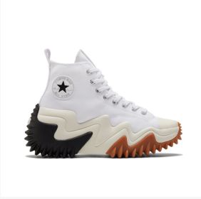 New trend fashion women's shoes high heels high top thick soles increase canvas shoes platform soles (Color: White, size: 37)