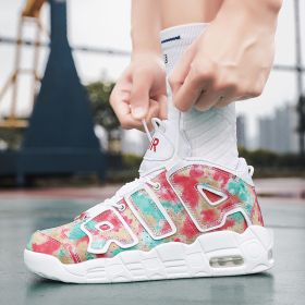 New men's and women's trend fashion personality basketball sneakers fashion match men's sneakers 5 colors (Color: DyeingSize40)